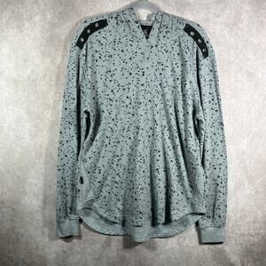Red Ape Hoodie Shirt Mens Size XL Gray Dotted Waffle Knit Thermal Long Sleeves